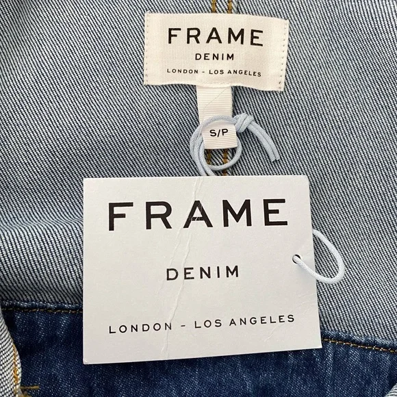 🎉FRAME Claire Denim Cropped Jumpsuit Wide Leg Small - Picture 3 of 16